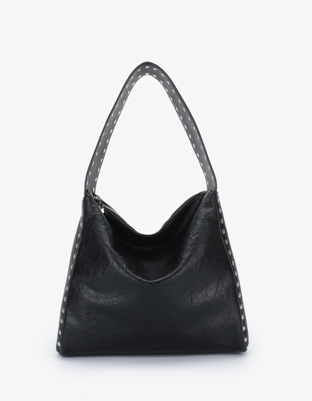 Remi/Reid Pascal Vegan Leather Studded Shoulder Bag in Black/Silver available at Barbara Katz