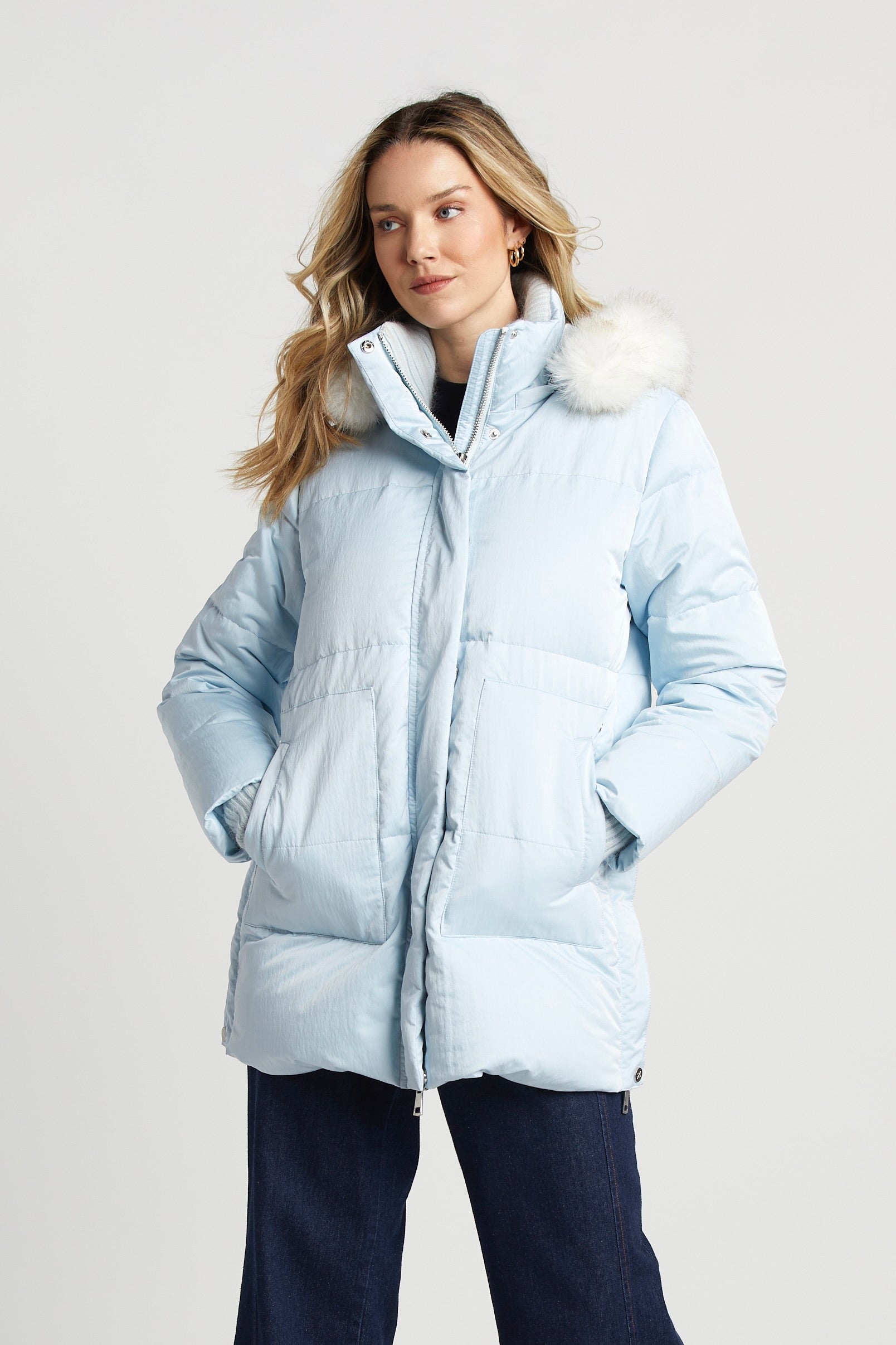 Adroit Atelier Patsy Hooded Down Coat - Ice Blue – Barbara Katz