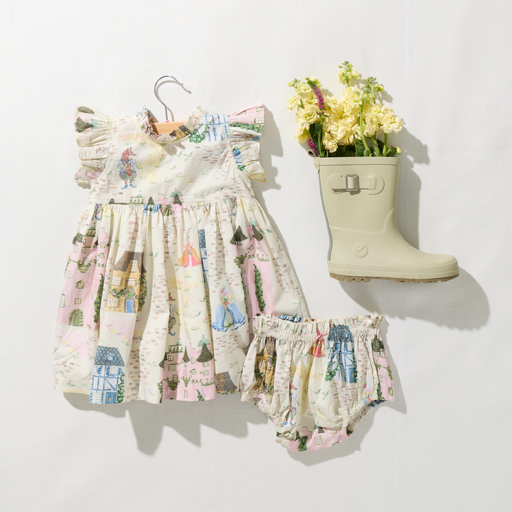 Pink Chicken Baby Girls Jennifer Dress Set - Whimsical Castle available at Barbara Katz
