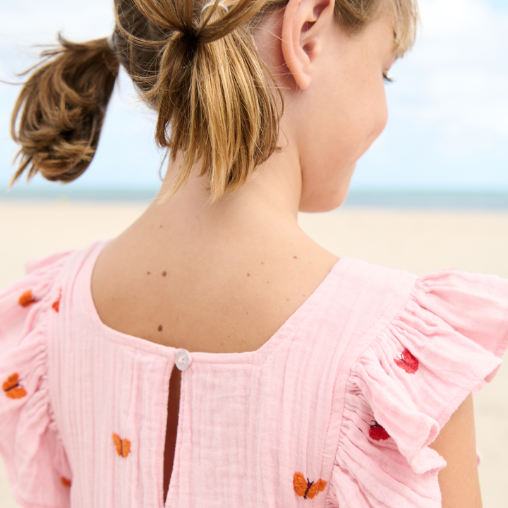 Pink Chicken Girls Elsie Dress - Butterfly Embroidery available at Barbara Katz
