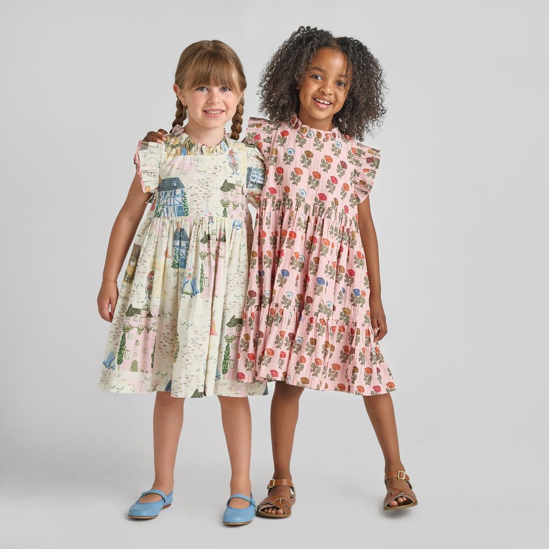 Pink Chicken Girls Jennifer Dress - Whimsical Castle available at Barbara Katz