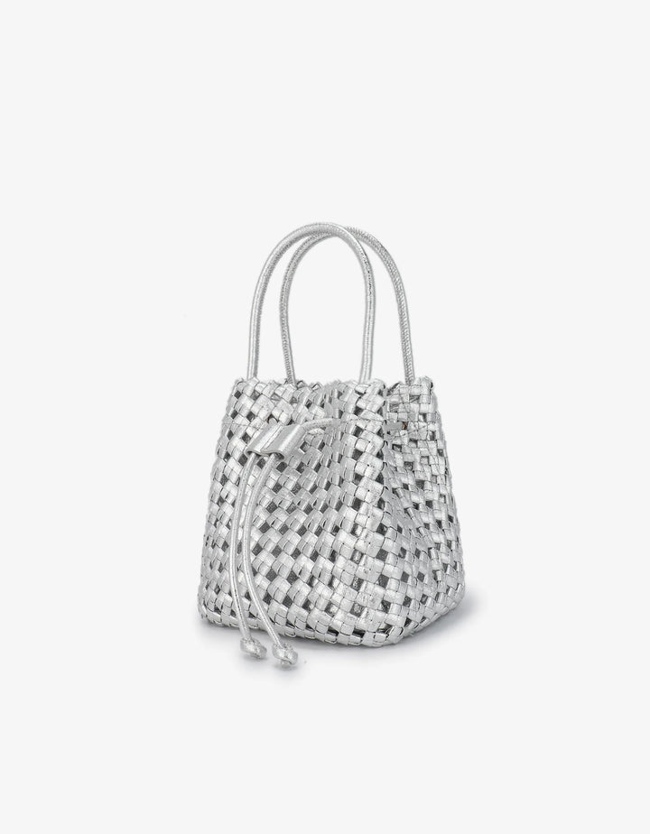 Remi/Reid Perrie Mini Bucket Bag in Silver available at Barbara Katz