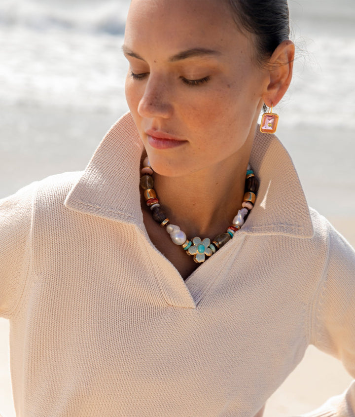 Lizzie Fortunato Tile Earrings in Pale Pink available at Barbara Katz