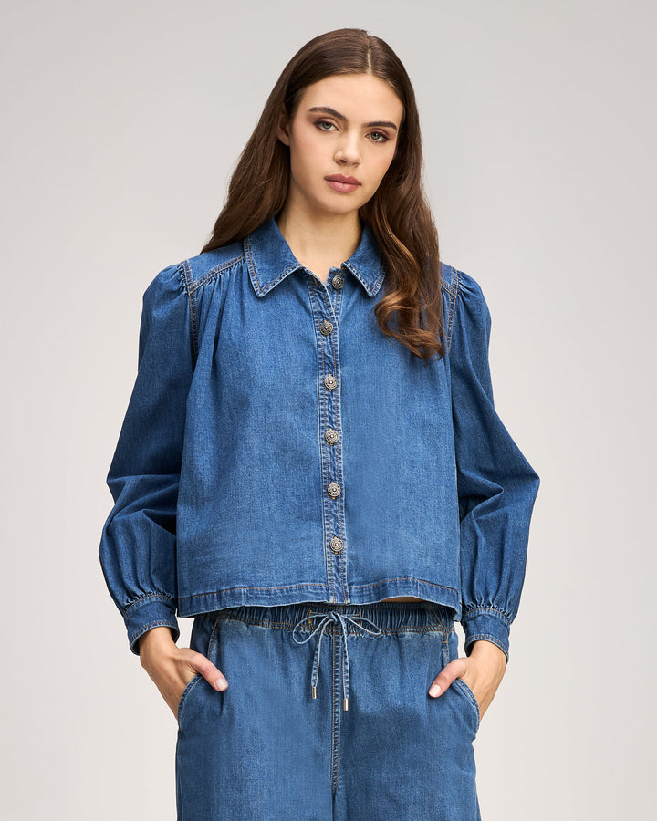 Cinq a Sept Lyla Jean Jacket in Light Wash available at Barbara Katz