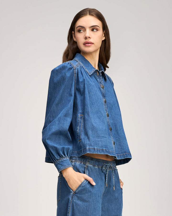 Cinq a Sept Lyla Jean Jacket in Light Wash available at Barbara Katz