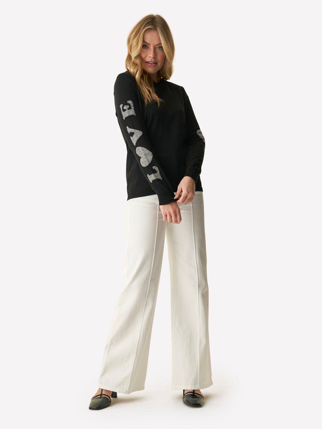 Pima Love Heart Crew - Black