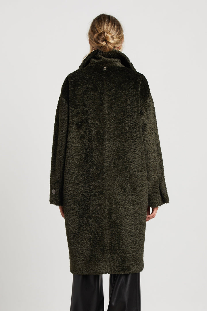Adroit Atelier Polly Long Faux Fur Coat - Forest Green available at Barbara Katz
