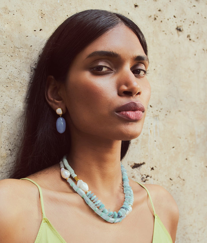Lizzie Fortunato Big Sur Earrings in Blue available at Barbara Katz