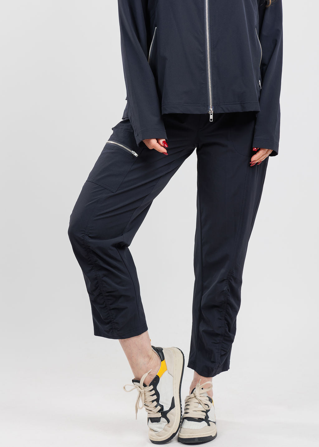 Peace of Cloth Ash Zip Pull On Pants in Navy available at Barbara Katz