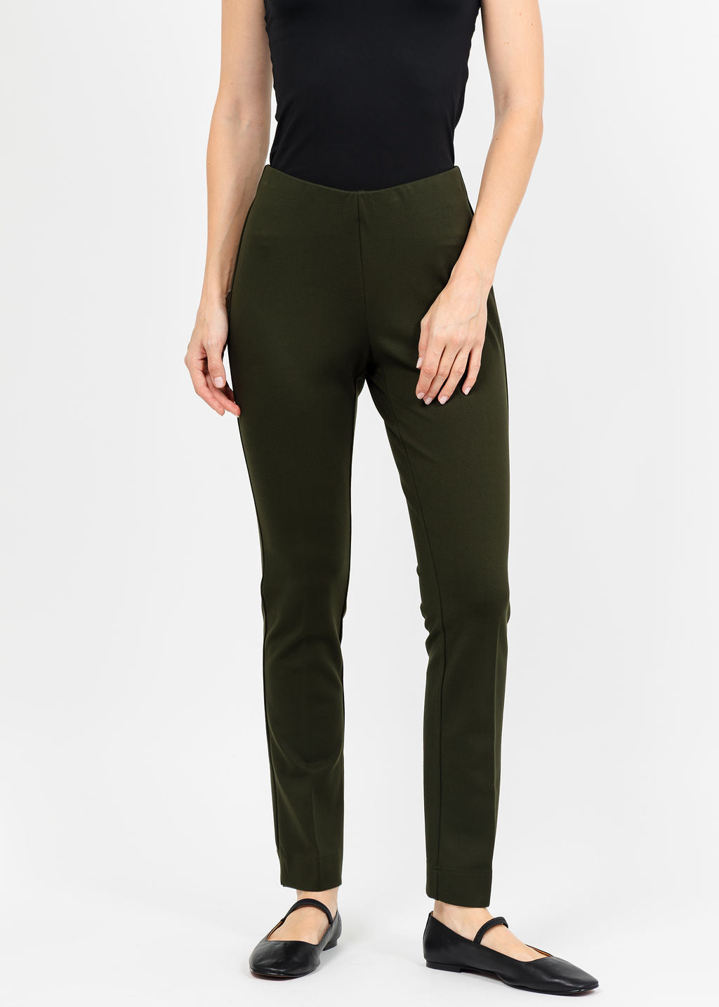 Peace of Cloth Annie 29" Paramount Knit Pants in Olive available at Barbara Katz