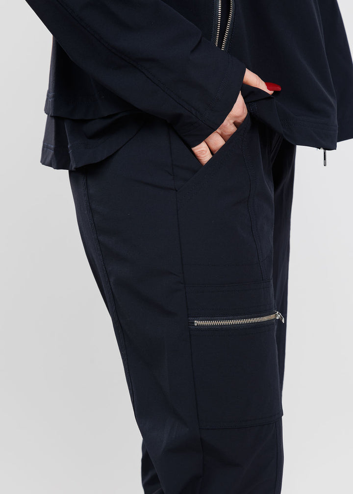 Peace of Cloth Ash Zip Pull On Pants in Navy available at Barbara Katz