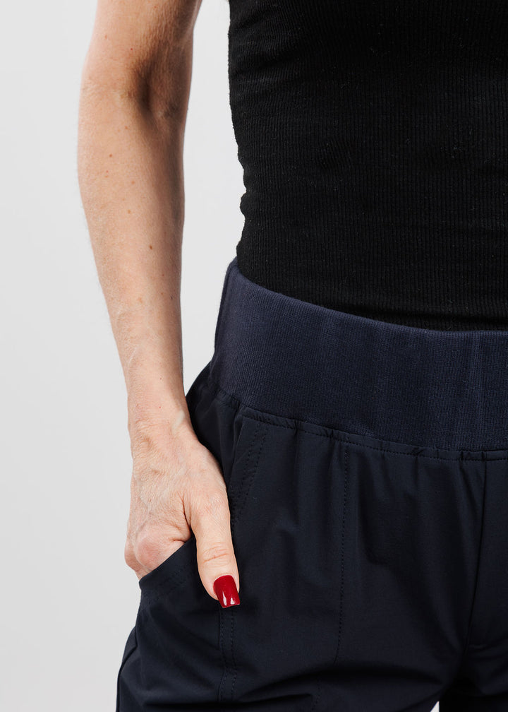 Peace of Cloth Ash Zip Pull On Pants in Navy available at Barbara Katz