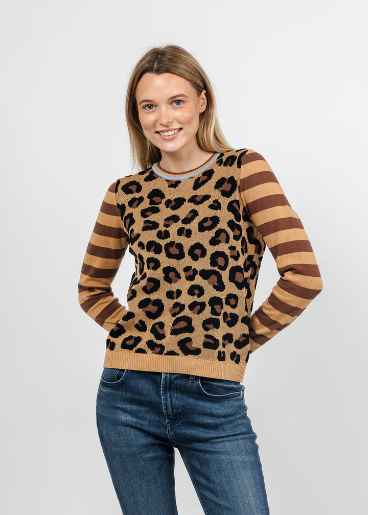 Peace of Cloth Cheetah in the Wild Sweater in Camel available at Barbara Katz