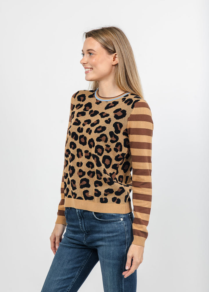 Peace of Cloth Cheetah in the Wild Sweater in Camel available at Barbara Katz