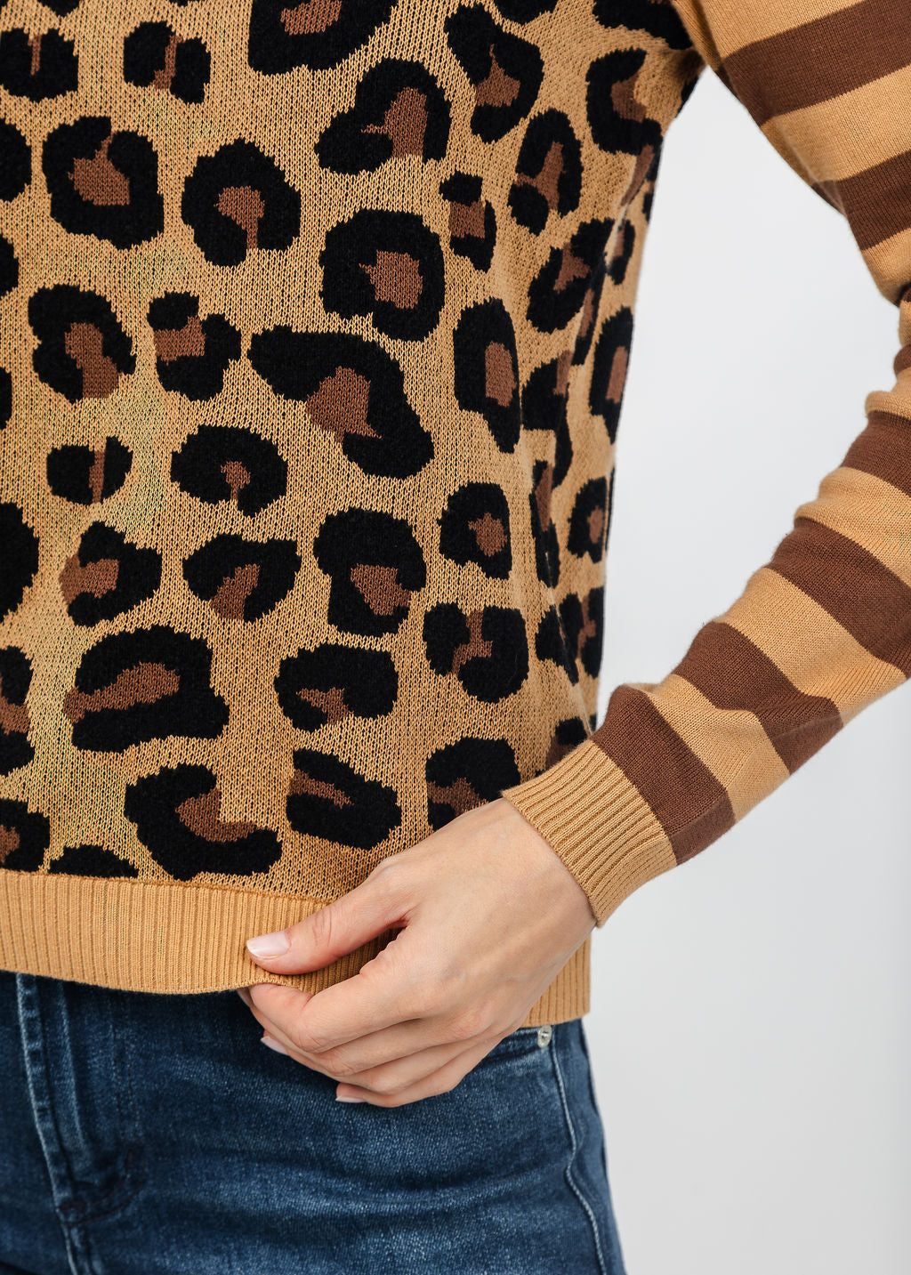 Peace of Cloth Cheetah in the Wild Sweater in Camel available at Barbara Katz