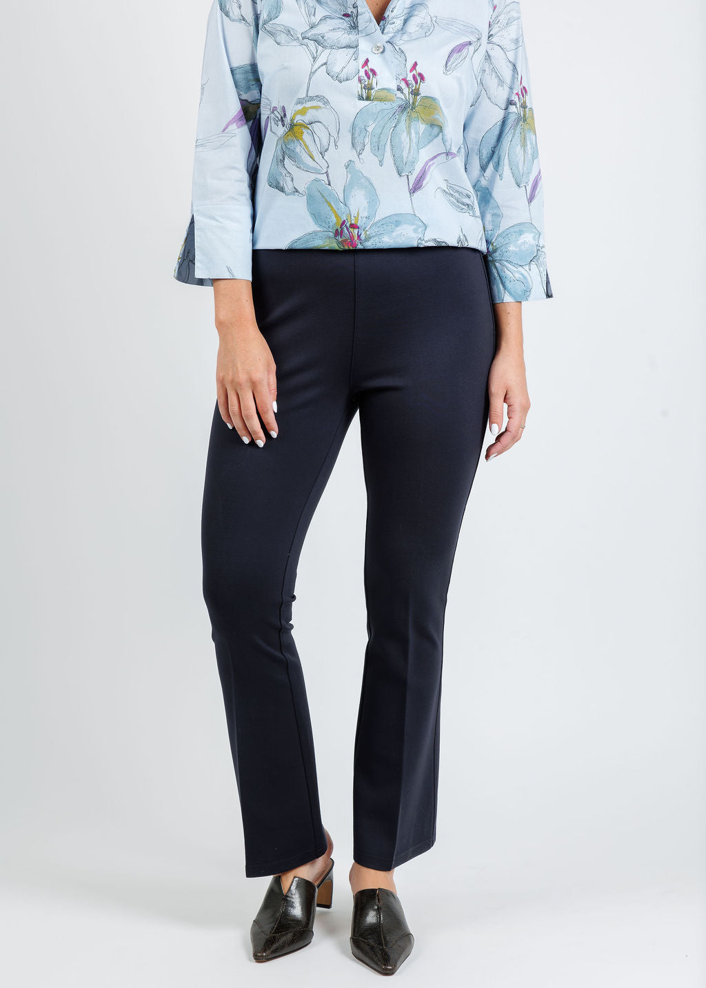 Peace of Cloth Ella Paramount Knit Pull-On Pants in Navy available at Barbara Katz