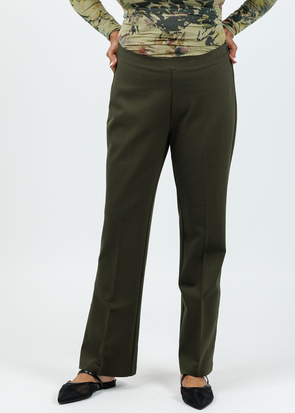 Peace of Cloth Ella Paramount Knit Pants in Olive available at Barbara Katz