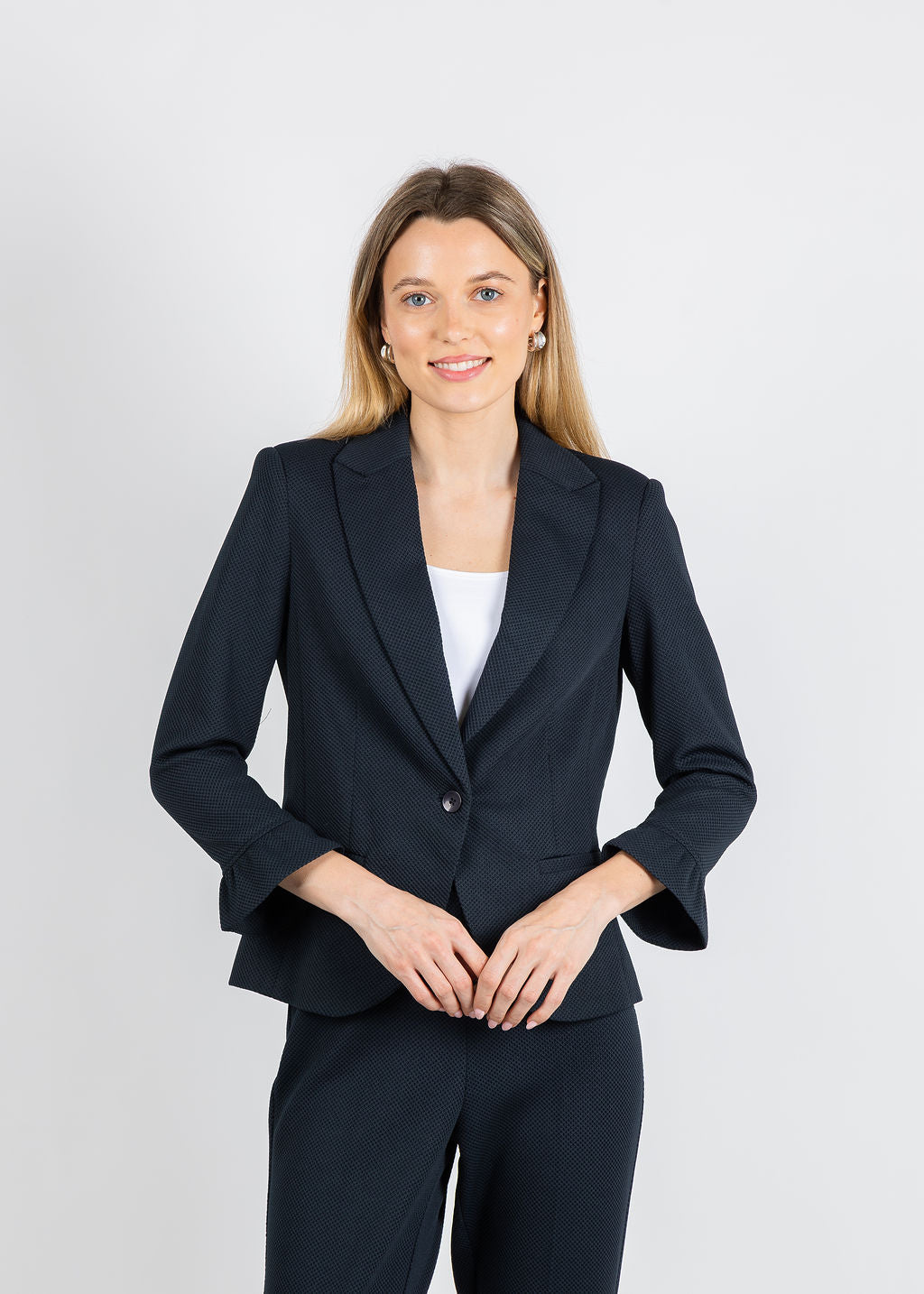 Peace of Cloth Gia Pique Jacket in Navy available at Barbara Katz