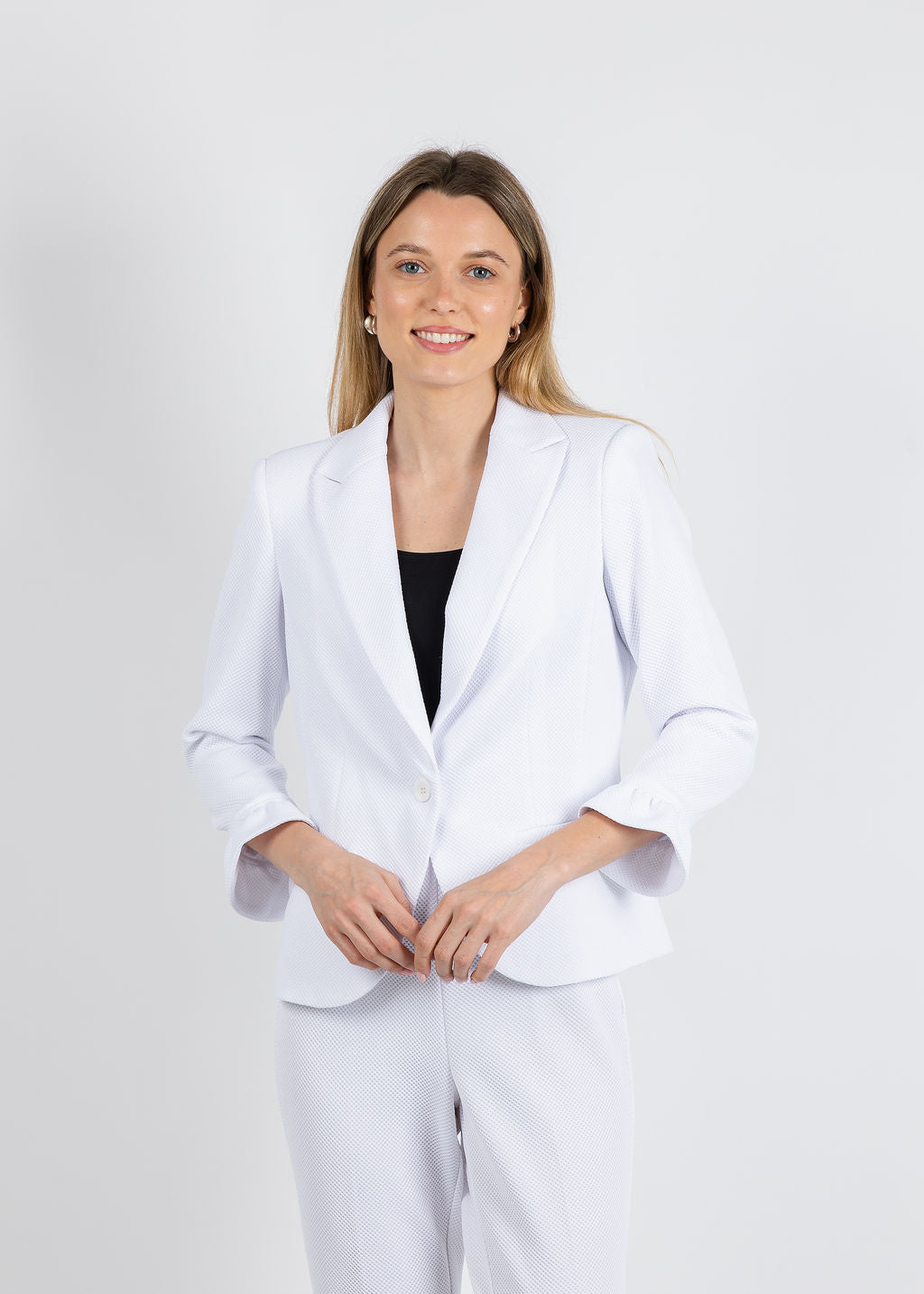 Peace of Cloth Gia Pique Jacket in White available at Barbara Katz