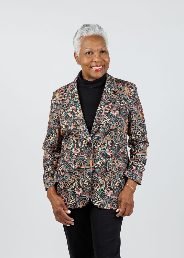 Peace of Cloth Jaime Ruched Sleeve Jacket in Paisley available at Barbara Katz