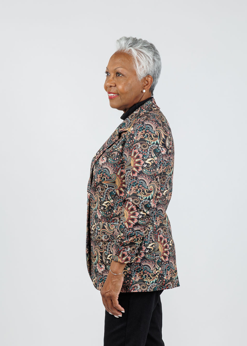 Peace of Cloth Jaime Ruched Sleeve Jacket in Paisley available at Barbara Katz