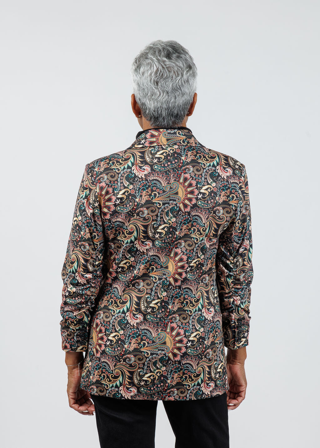 Peace of Cloth Jaime Ruched Sleeve Jacket in Paisley available at Barbara Katz