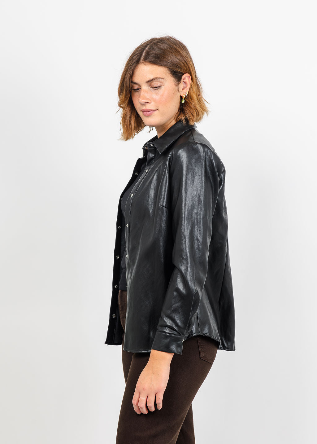 Peace of Cloth Kyle Ultra Faux Shirt in Black available at Barbara Katz