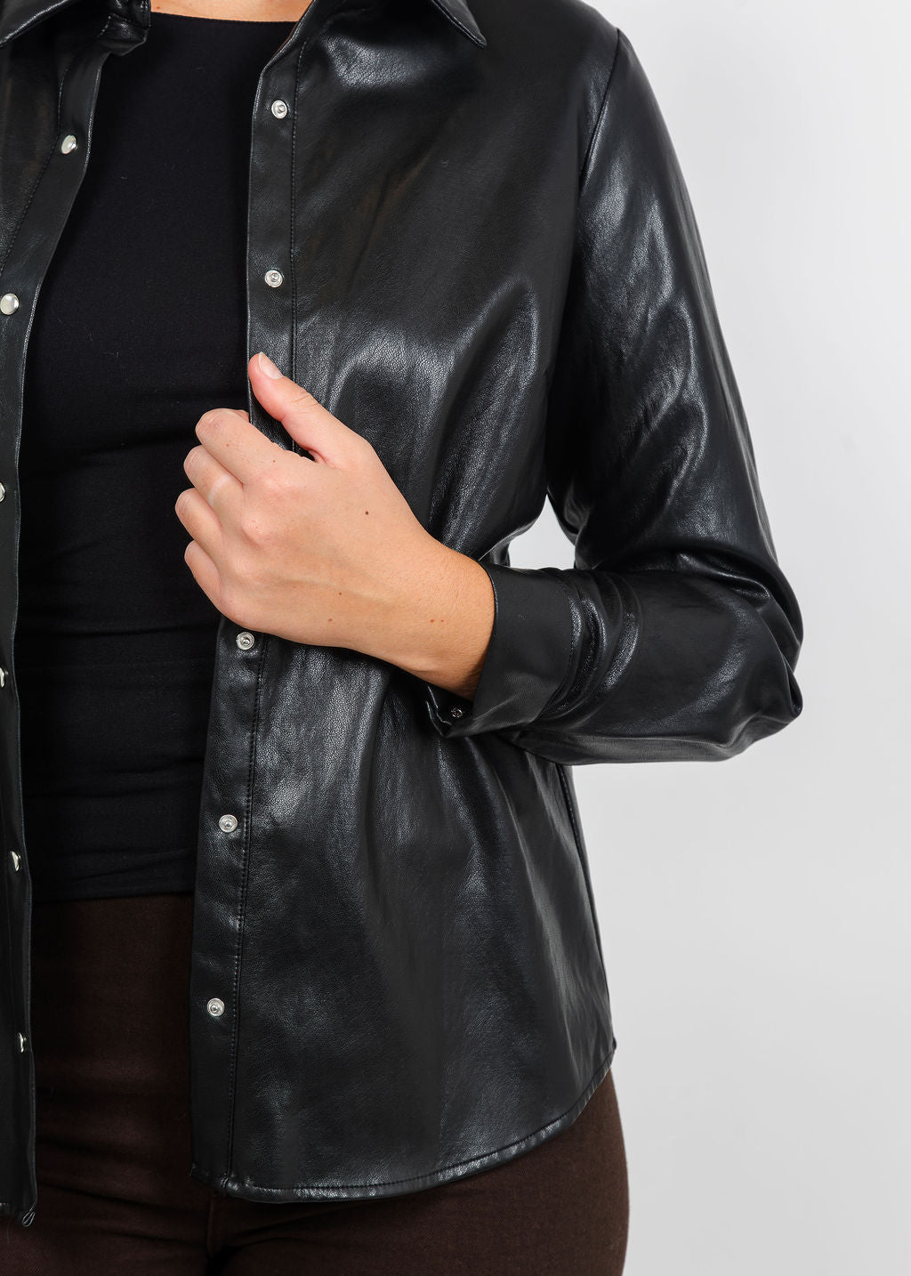 Peace of Cloth Kyle Ultra Faux Shirt in Black available at Barbara Katz