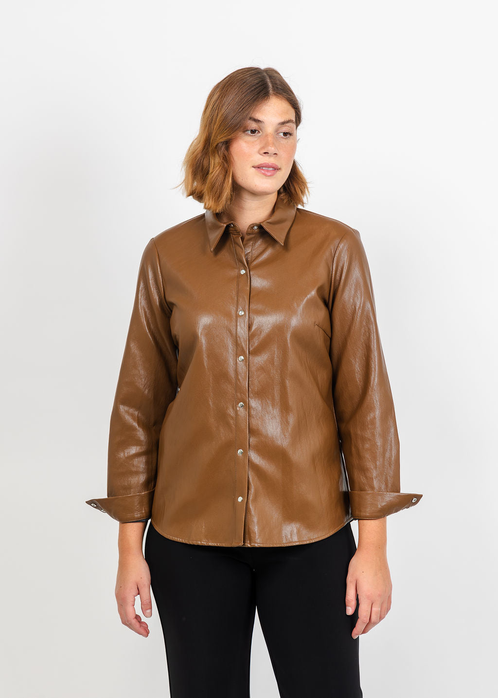 Peace of Cloth Kyle Ultra Faux Shirt in Saddle available at Barbara Katz