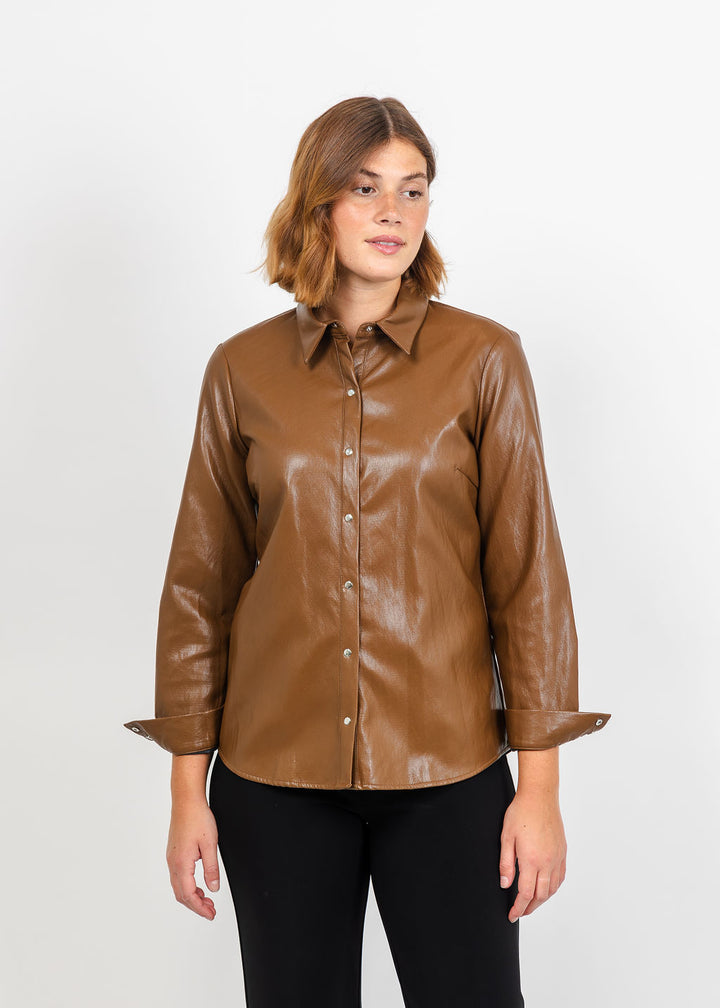 Peace of Cloth Kyle Ultra Faux Shirt in Saddle available at Barbara Katz
