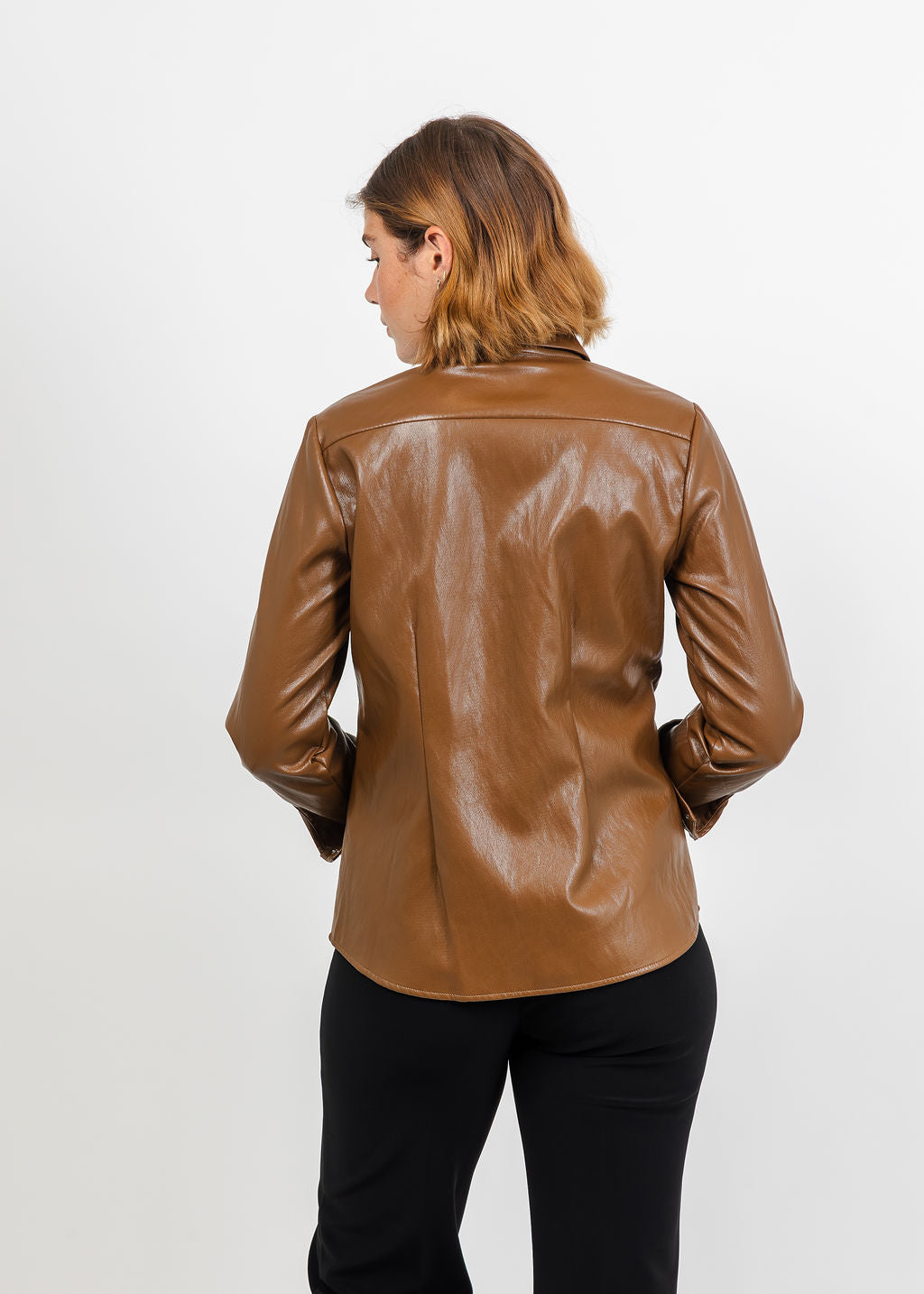 Peace of Cloth Kyle Ultra Faux Shirt in Saddle available at Barbara Katz