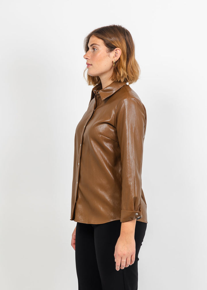 Peace of Cloth Kyle Ultra Faux Shirt in Saddle available at Barbara Katz