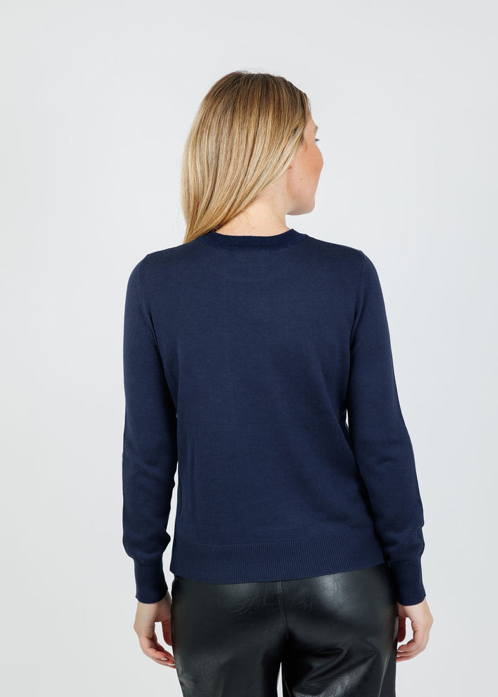 Peace of Cloth Metallic Pocket Crew Sweater in Powder available at Barbara Katz
