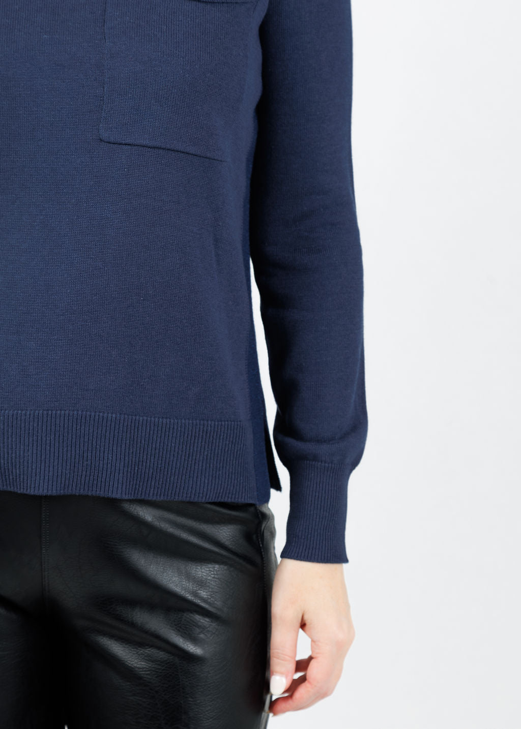 Peace of Cloth Metallic Pocket Crew Sweater in Powder available at Barbara Katz