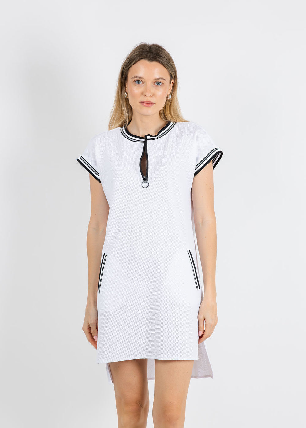 Peace of Cloth Quinn Zip Dress in White available at Barbara Katz