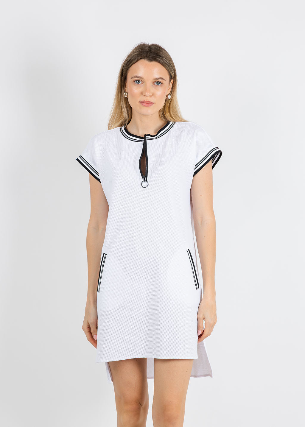 Peace of Cloth Quinn Zip Dress in White available at Barbara Katz