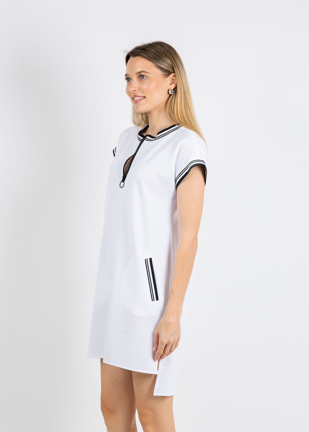 Peace of Cloth Quinn Zip Dress in White available at Barbara Katz