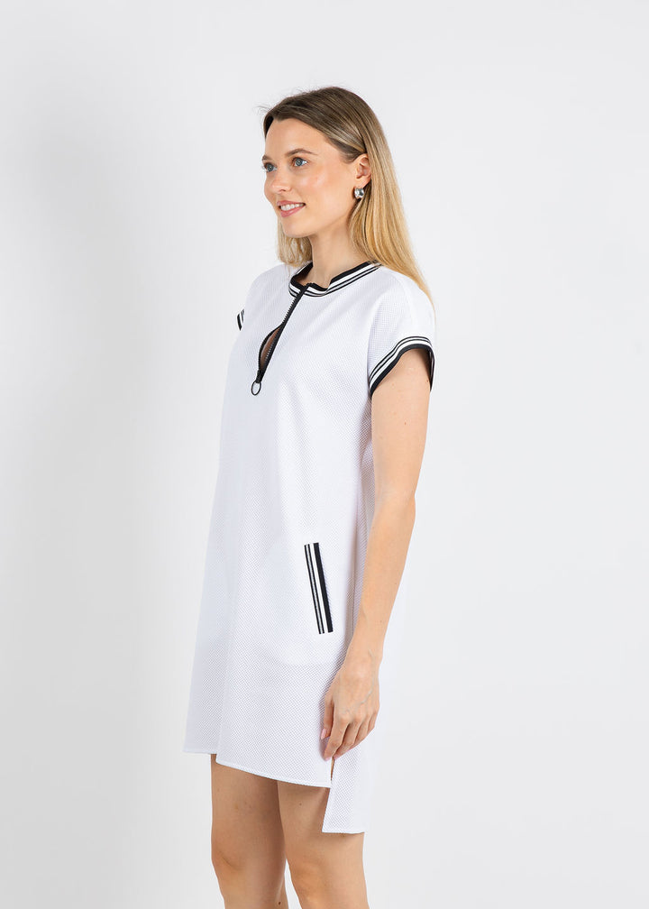 Peace of Cloth Quinn Zip Dress in White available at Barbara Katz
