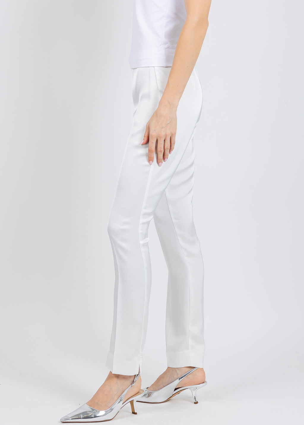 Peace of Cloth Satin Annie Pants in Pearl available at Barbara Katz