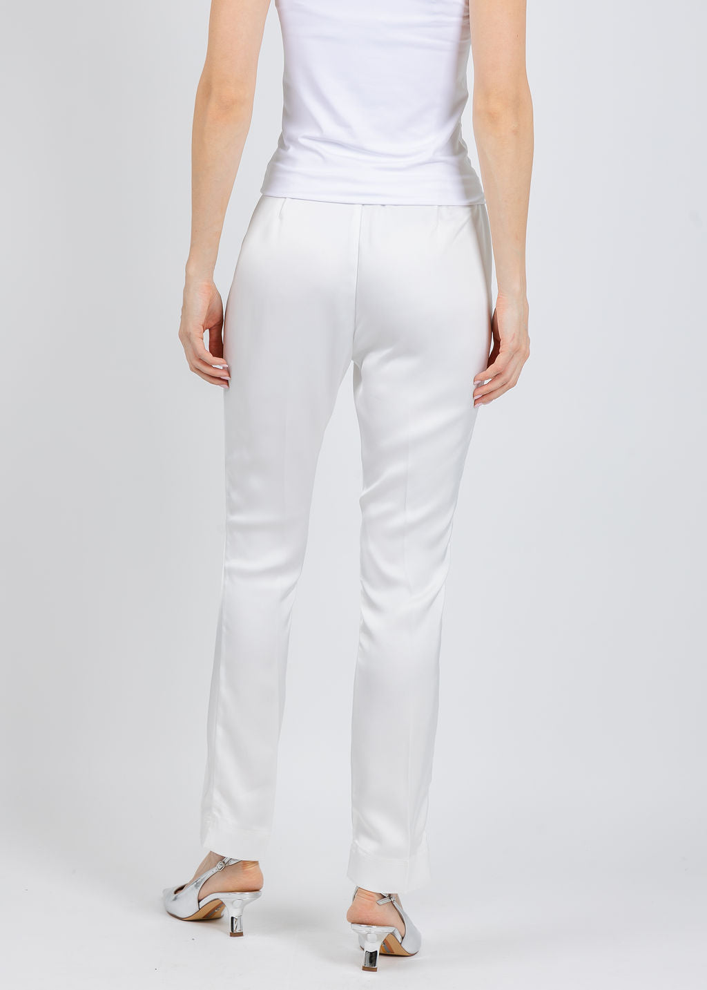 Peace of Cloth Satin Annie Pants in Pearl available at Barbara Katz