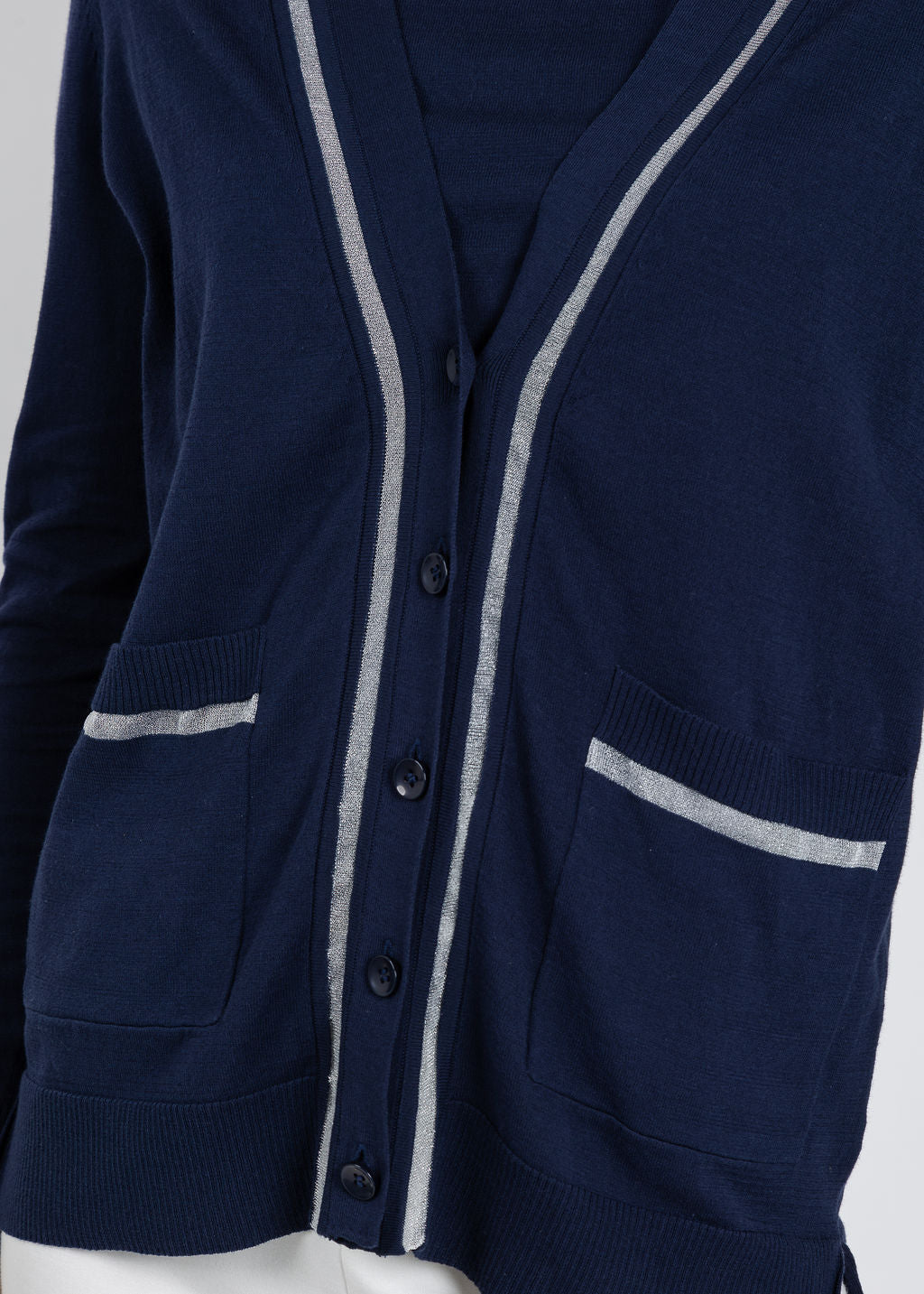 Peace of Cloth Sheer Stripe Cardigan in Navy available at Barbara Katz