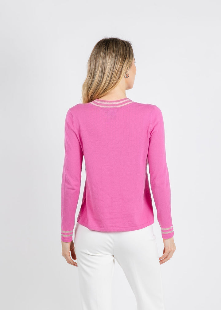 Peace of Cloth Sheer Stripe Long Sleeve Crew Top in Petal available at Barbara Katz