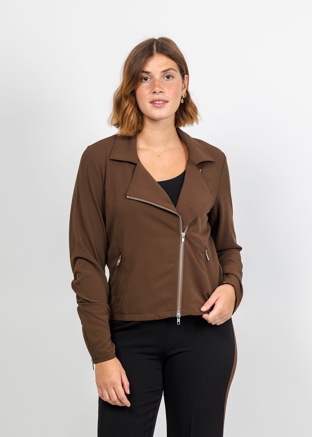 Peace of Cloth Skye Moto Jacket in Cocoa available at Barbara Katz