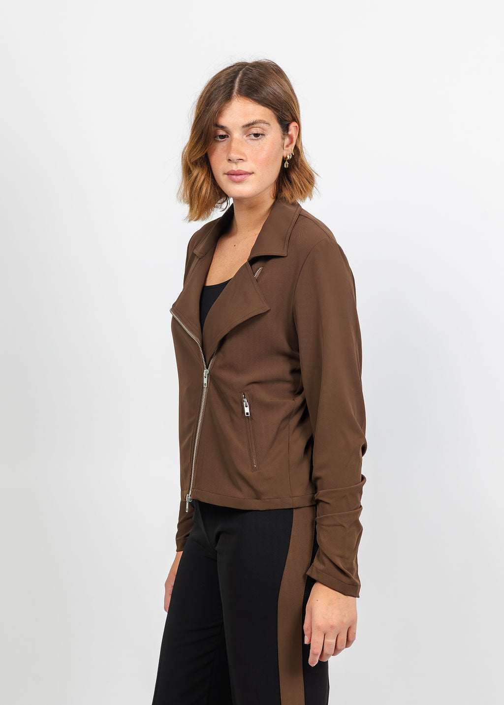 Peace of Cloth Skye Moto Jacket in Cocoa available at Barbara Katz
