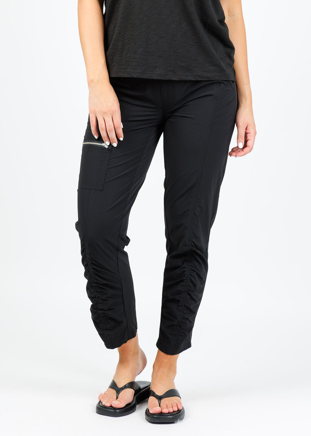 Peace of Cloth Ash Zip Pull-On Pants in Black available at Barbara Katz