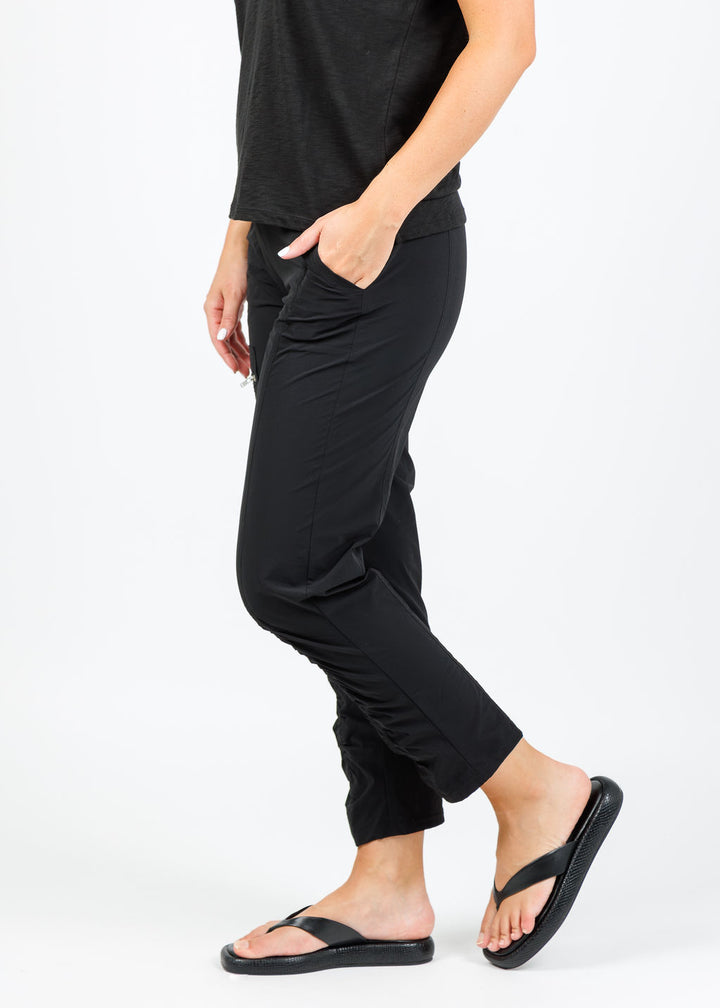 Peace of Cloth Ash Zip Pull-On Pants in Black available at Barbara Katz