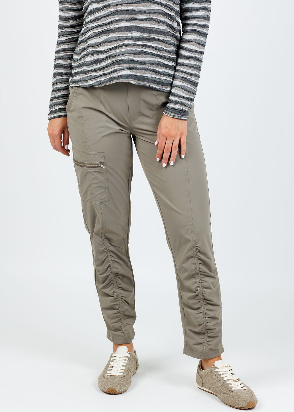 Peace of Cloth Ash Zip Pull-On Pants in Mink available at Barbara Katz