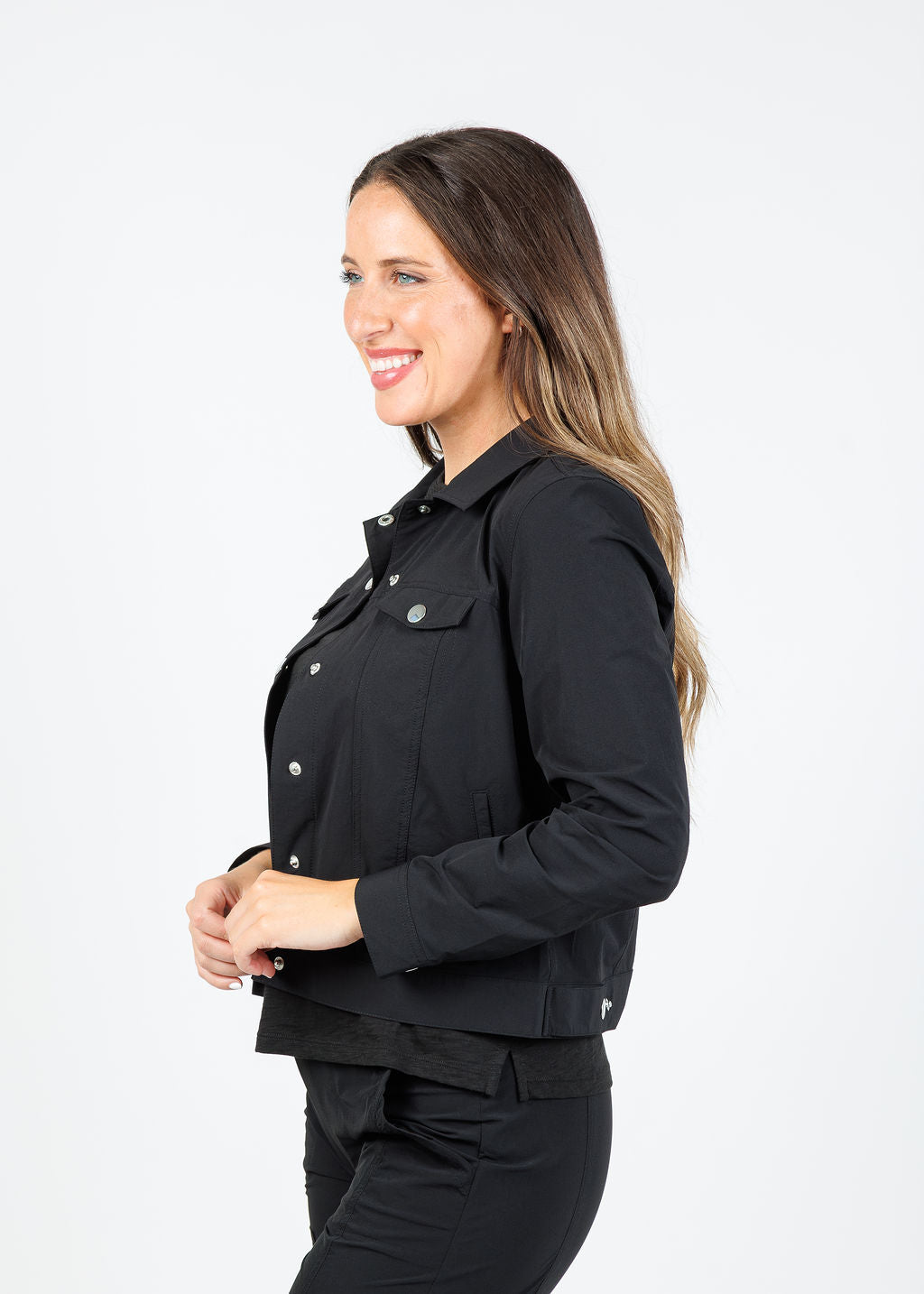 Peace of Cloth Ruby Jean Jacket in Black available at Barbara Katz