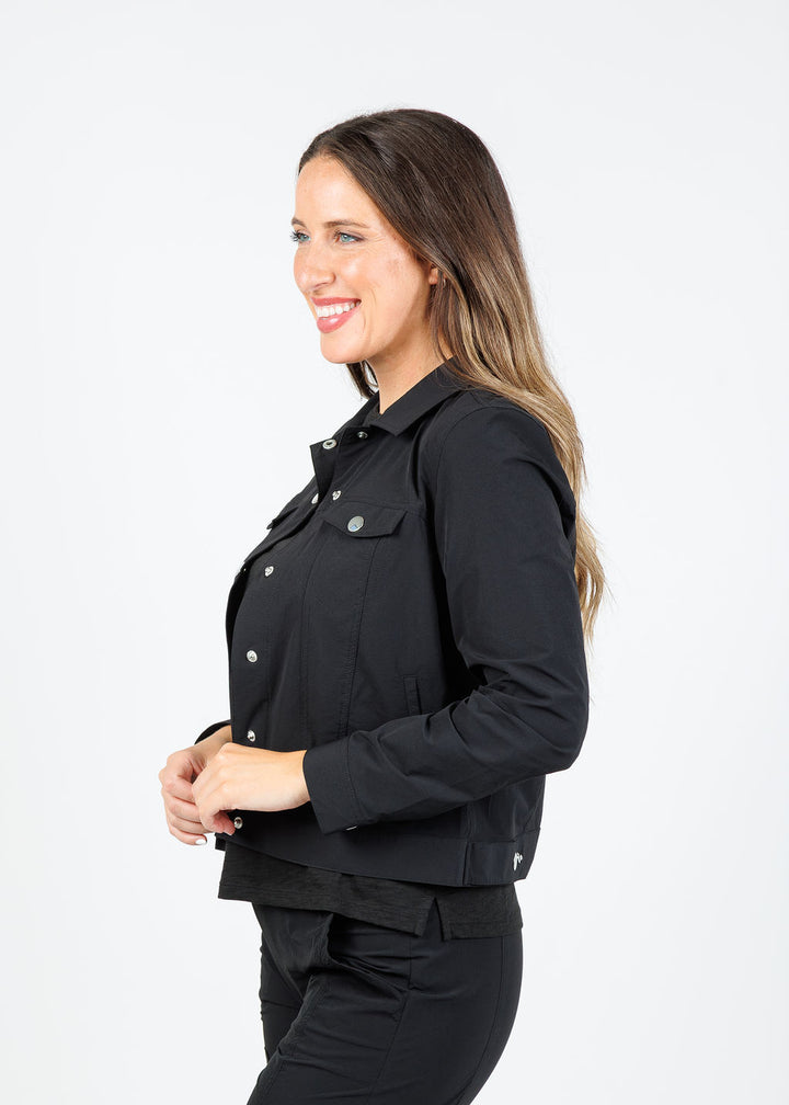 Peace of Cloth Ruby Jean Jacket in Black available at Barbara Katz