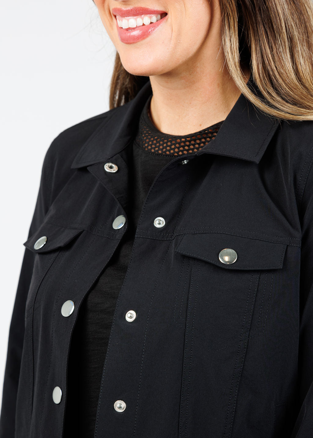 Peace of Cloth Ruby Jean Jacket in Black available at Barbara Katz
